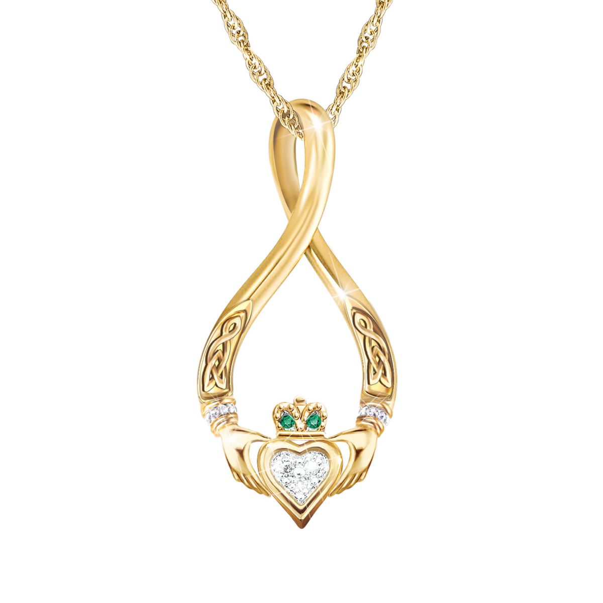 'Infinity' Diamond And Emerald Pendant
