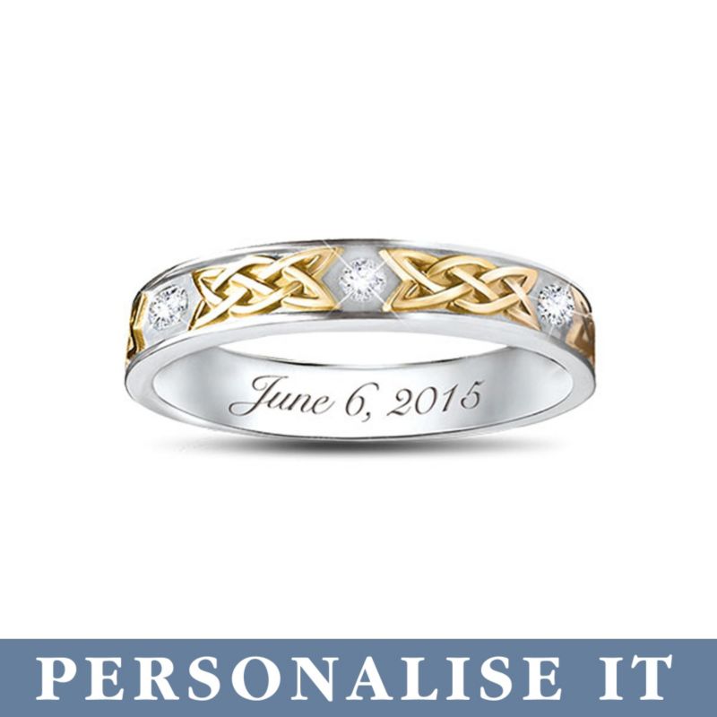 &#039;Irish Trinity Knot&#039; His Personalised Wedding Ring Set