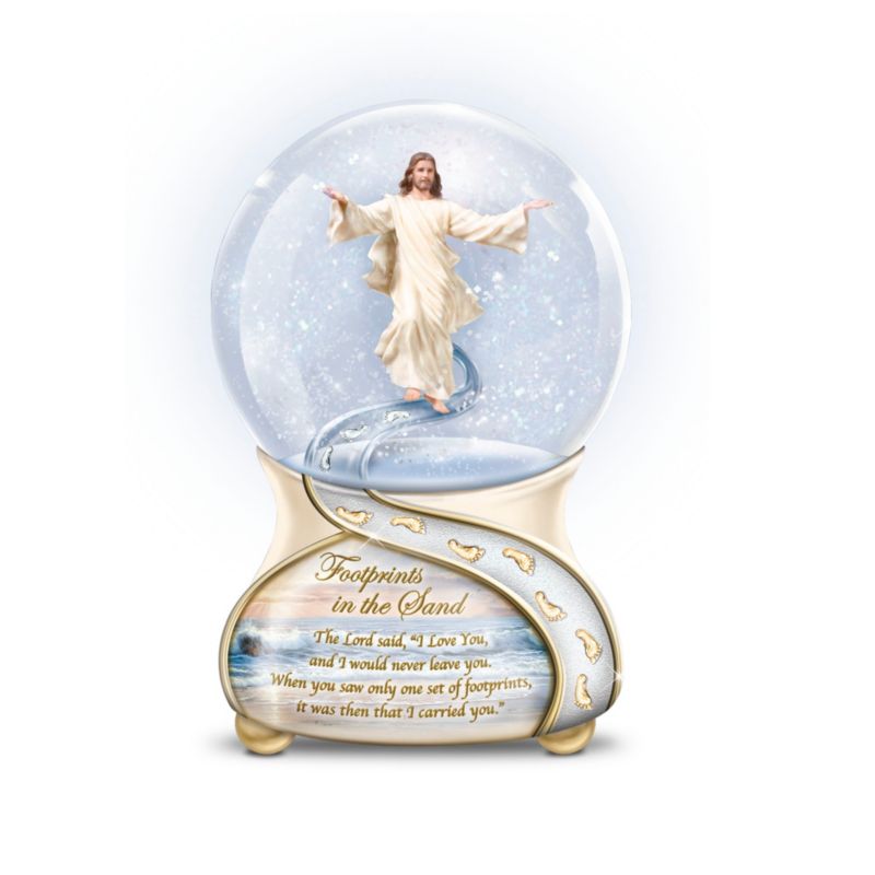 'Footprints In The Sand' Musical Glitter Globe