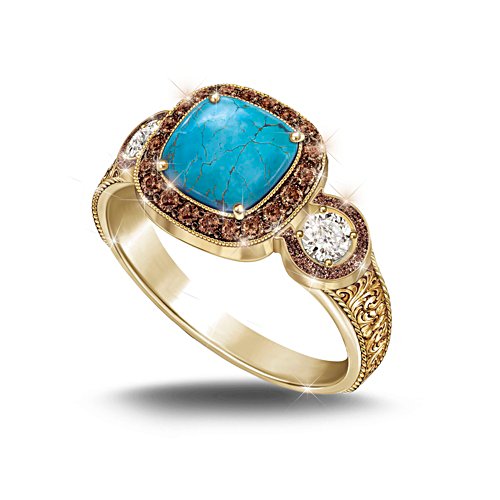 'Country Beauty' Mocha Diamond And Turquoise Ladies' Ring