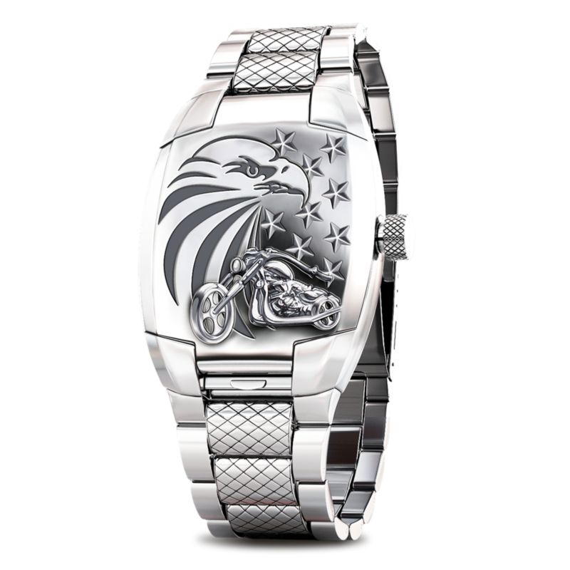 ‘Ride Hard, Live Free’ Motorcycle Flip Cover Watch