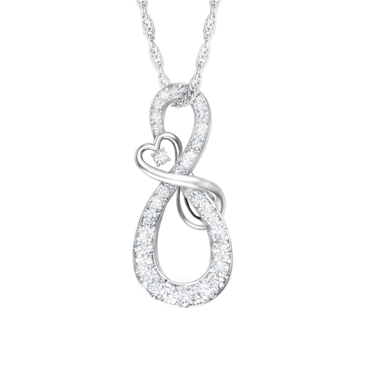 Mother & Daughter Diamond Infinity Sterling Silver Pendant