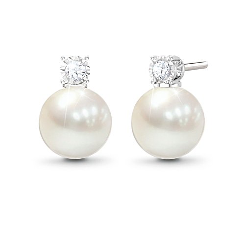 'Precious Granddaughter' Cultured Pearl And Diamond Earrings