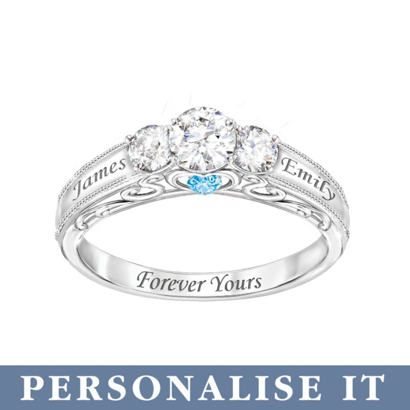 Personalised Silver Topaz Love Ladies' Ring: 'Forever Yours