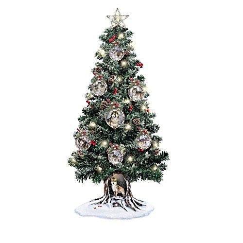 'Sovereigns Of The Forest' Wolf Tabletop Christmas Tree