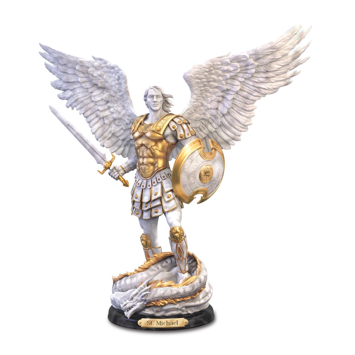 'St. Michael: Victorious' Cold-Cast Marble-Style Sculpture