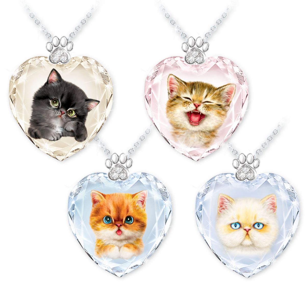 Kayomi Harai 'Sassy Cat' Crystal Heart Pendant Set