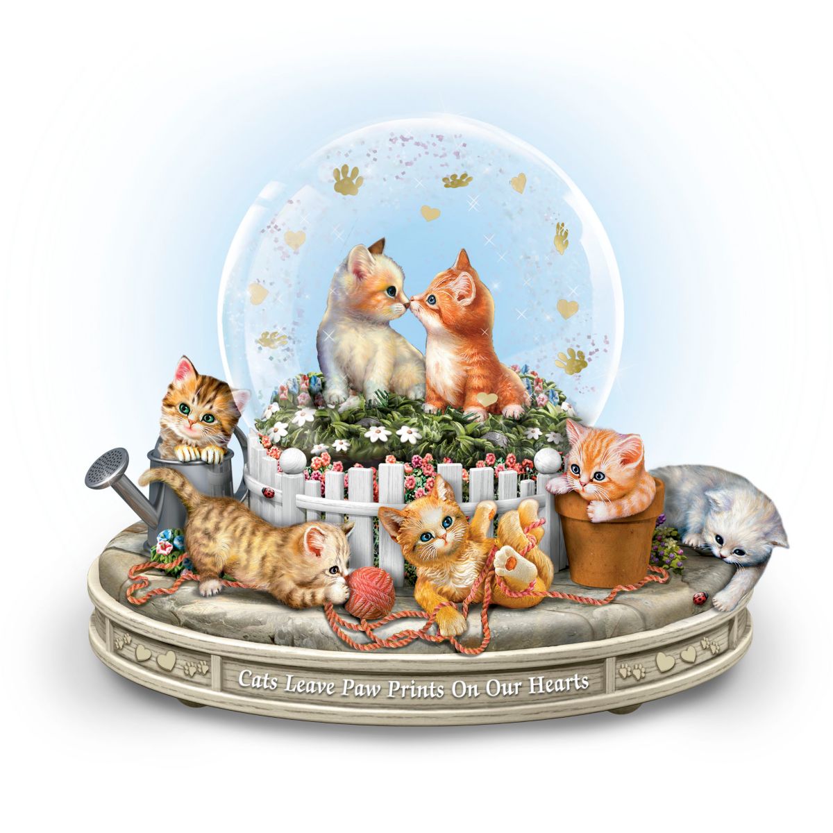 Jürgen Scholz 'Paws-itively Precious' Cat Rotating Musical Glitter Globe