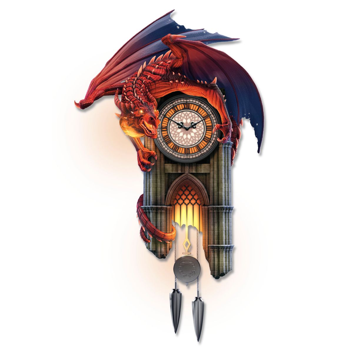 'Reign Of Fire' Dragon Illuminated Sound Wall Clock