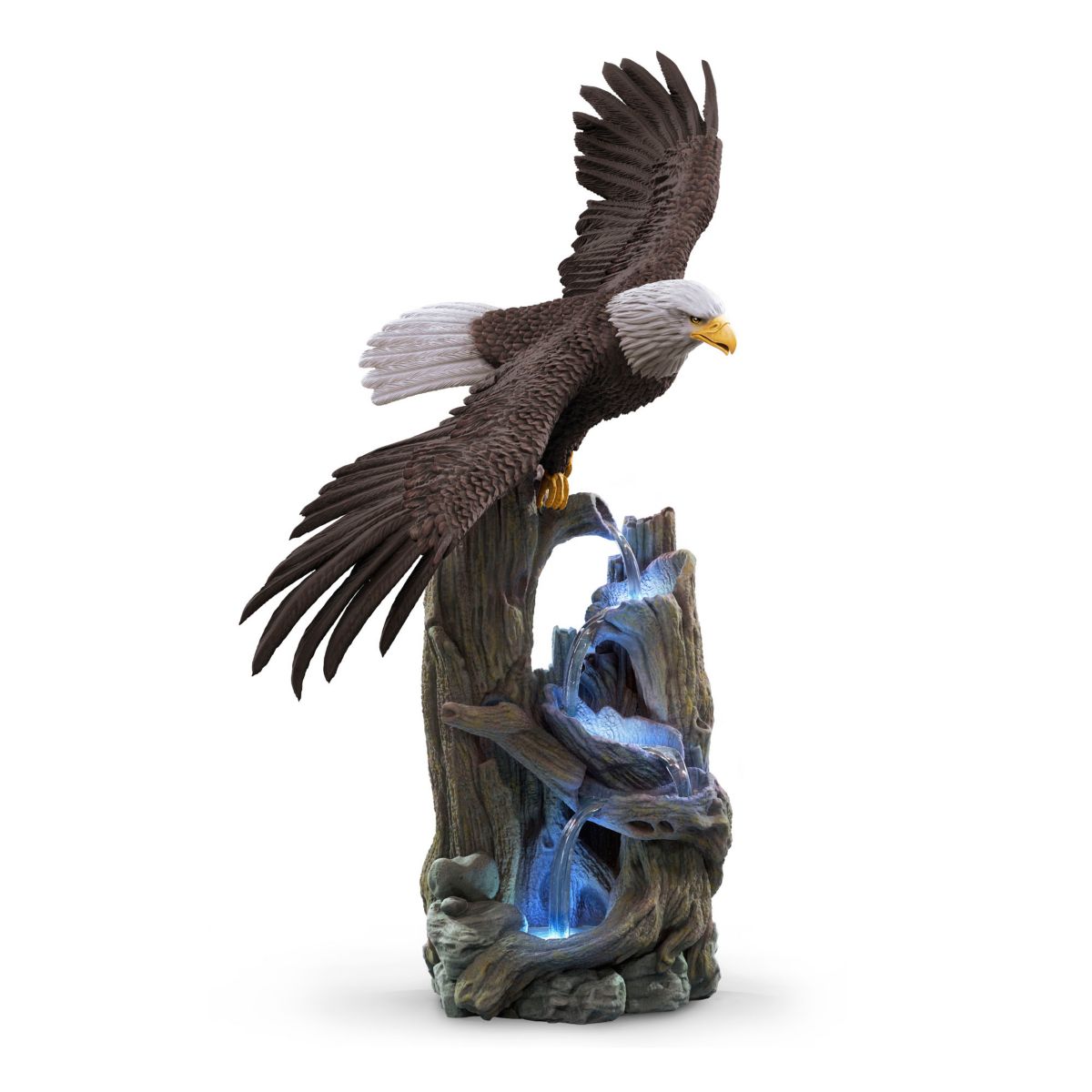 'Majestic Waters' Cold-Cast Illuminated Eagle Sculpture