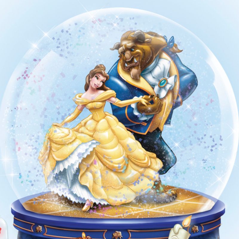 Disney Beauty and The Beast Musical Glitter Globe by The Bradford Exchange Seasonal Décor Snow