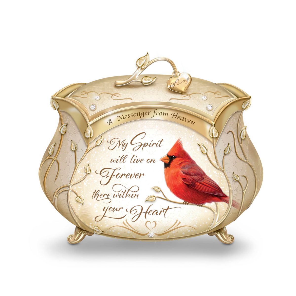 'A Messenger From Heaven' Cardinal Heirloom Porcelain Music Box