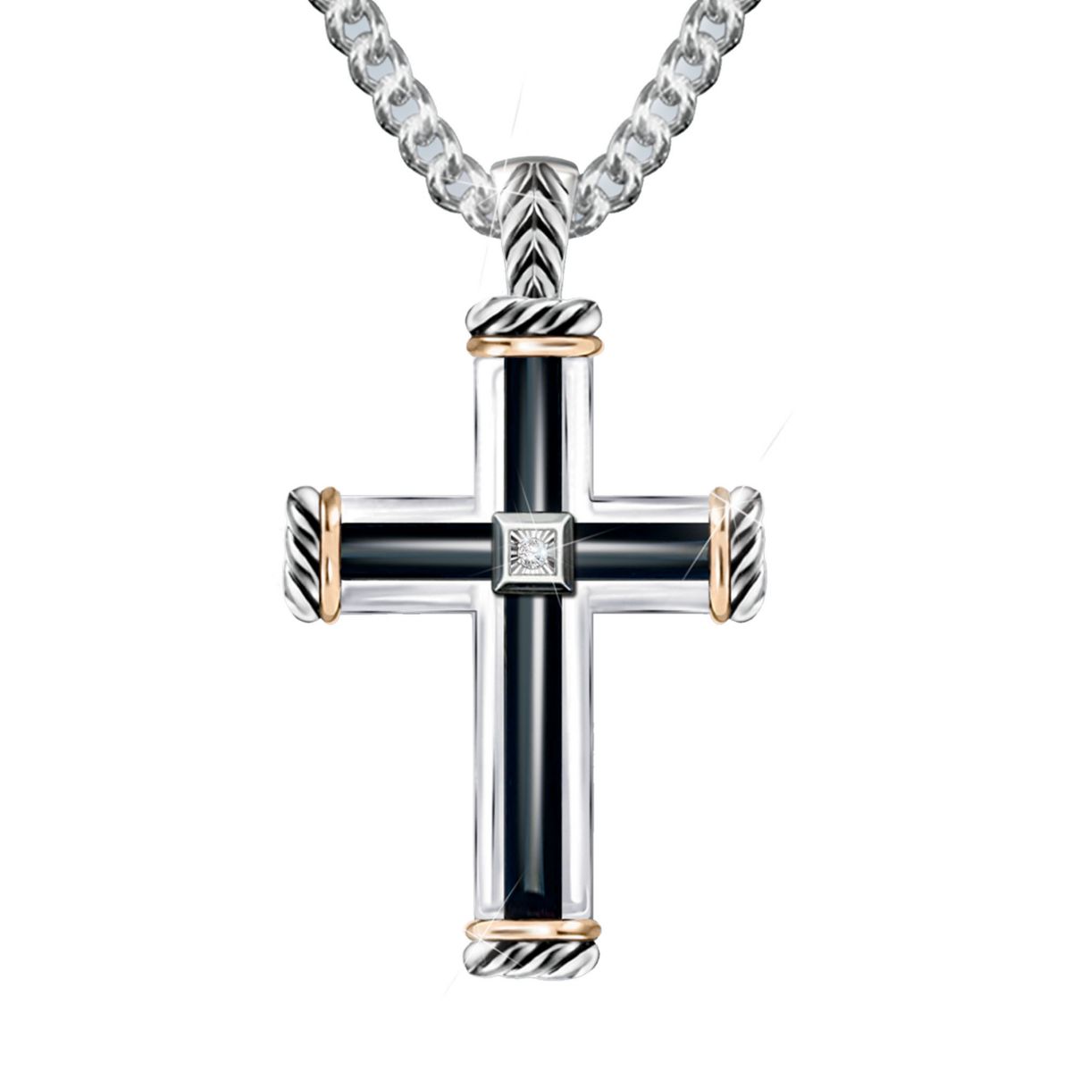 ‘God Is My Strength’ Men’s Diamond Cross Pendant