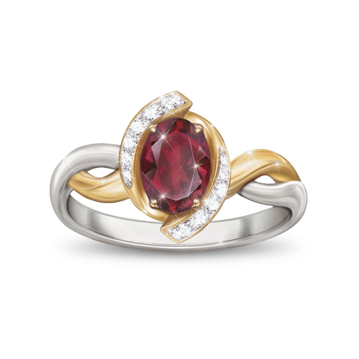 'Magnificent Merlot' Garnet & White Topaz Ladies' Ring