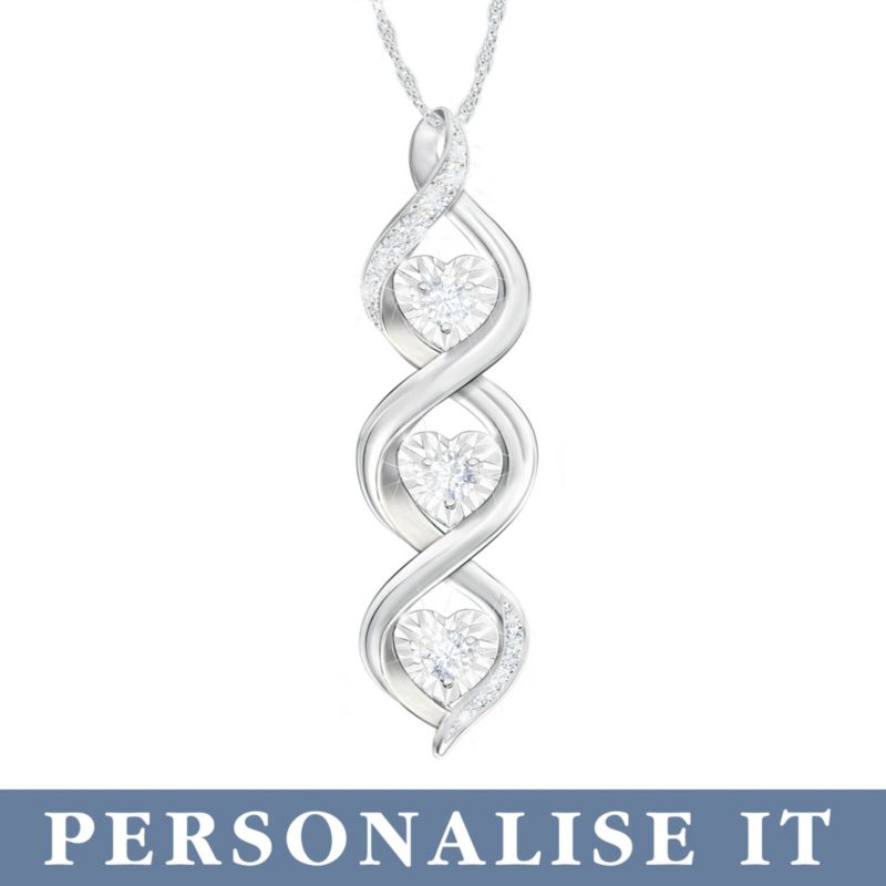 Daughters Solid Sterling Silver Diamonds Personalised Name Ladies