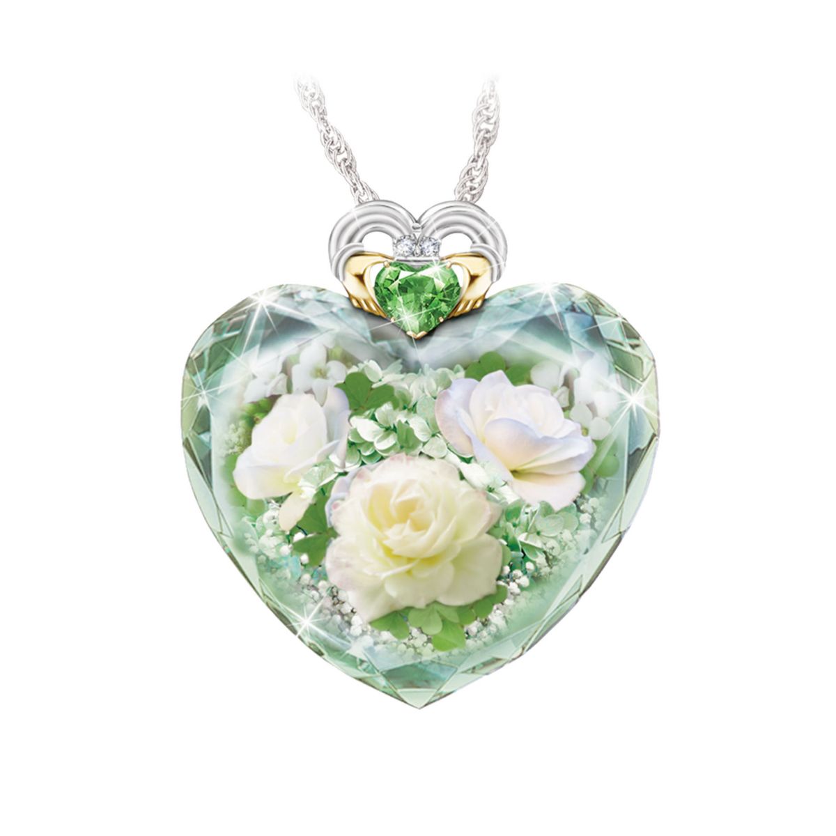 'Irish Rose' Peridot And Topaz Heart Ladies' Pendant