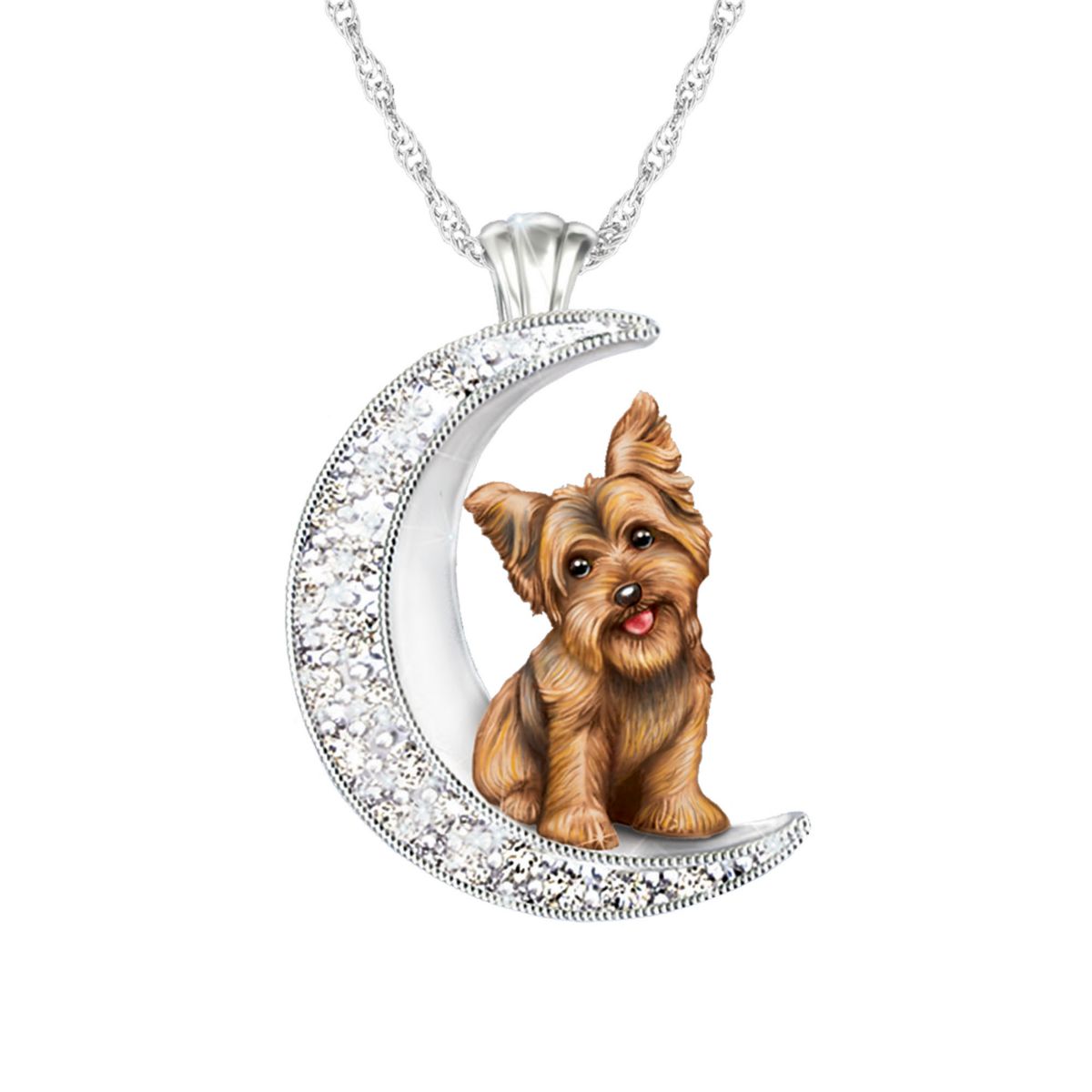 'I Love My Yorkie To The Moon And Back' Ladies' Pendant
