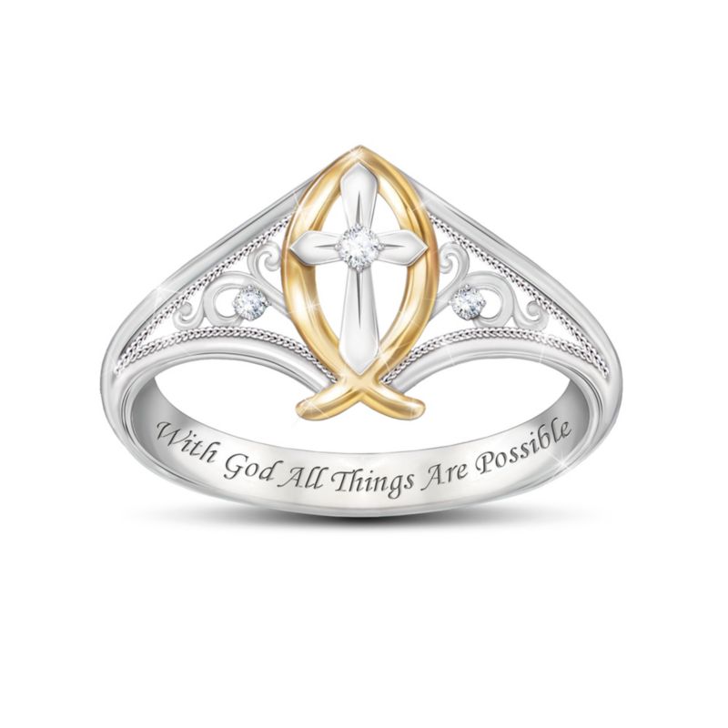 'Enduring Faith' Ichthus Fish Diamond Ladies' Ring