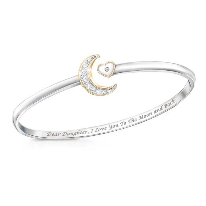 I Love You to the Moon and Back Moon Star Necklace with Genuine Diamond Accent I Love You to the Moon and Back Moon Star Necklace with Genuine Diamond Accent