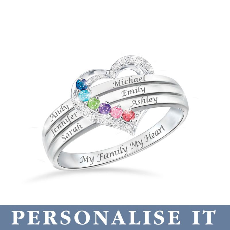 Personalised Name Birthstone Solid Sterling Silver Crystal Ladies