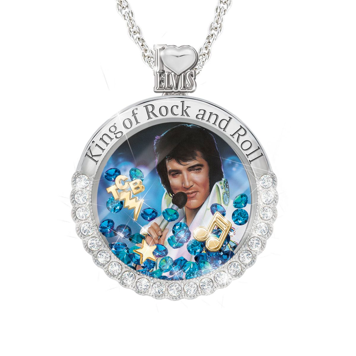Elvis Presley 'Rock And Roll Elvis' Floating Crystal Pendant