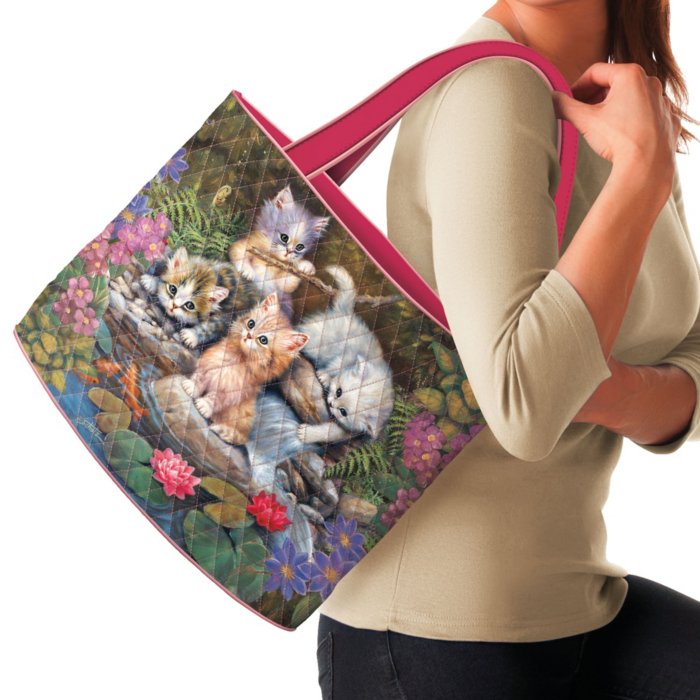 Jürgen Scholz Cats Pets Animals Kittens Faux Leather Ladies' Art Handbag:  Jürgen Scholz 'Playful Kittens' Handbag