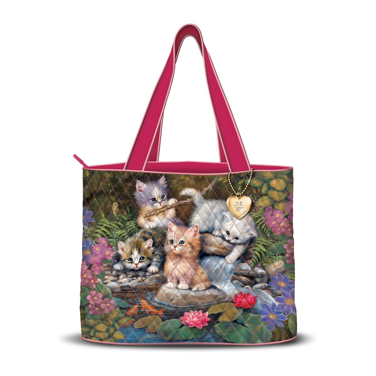 Jürgen Scholz 'Summer Splash' Cat Quilted Tote