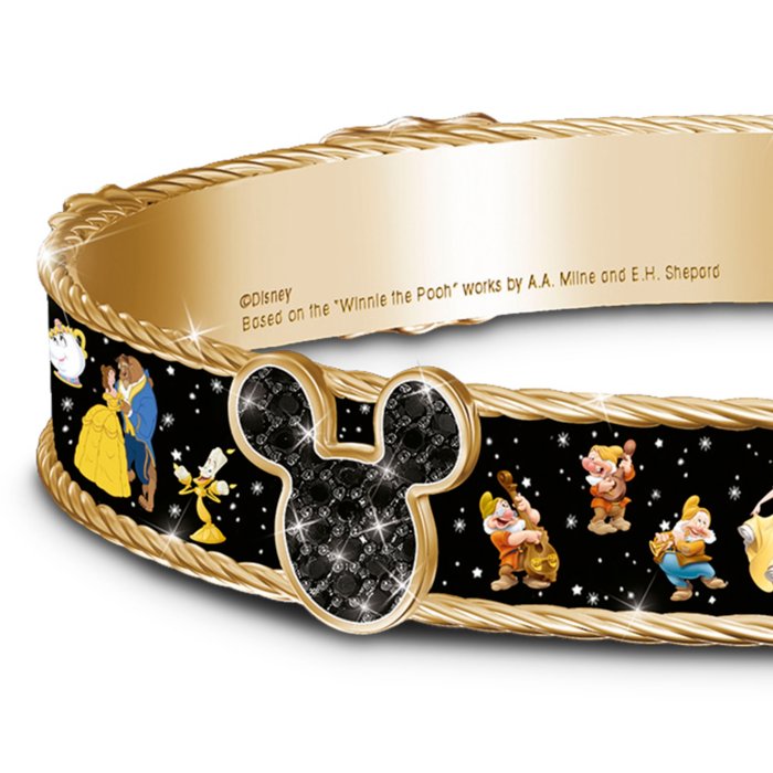 Officially Licensed Disney 18-Carat Gold-Plated Swarovski Crystal Ladies'  Bangle Bracelet: 'Ultimate Disney' Bangle Bracelet
