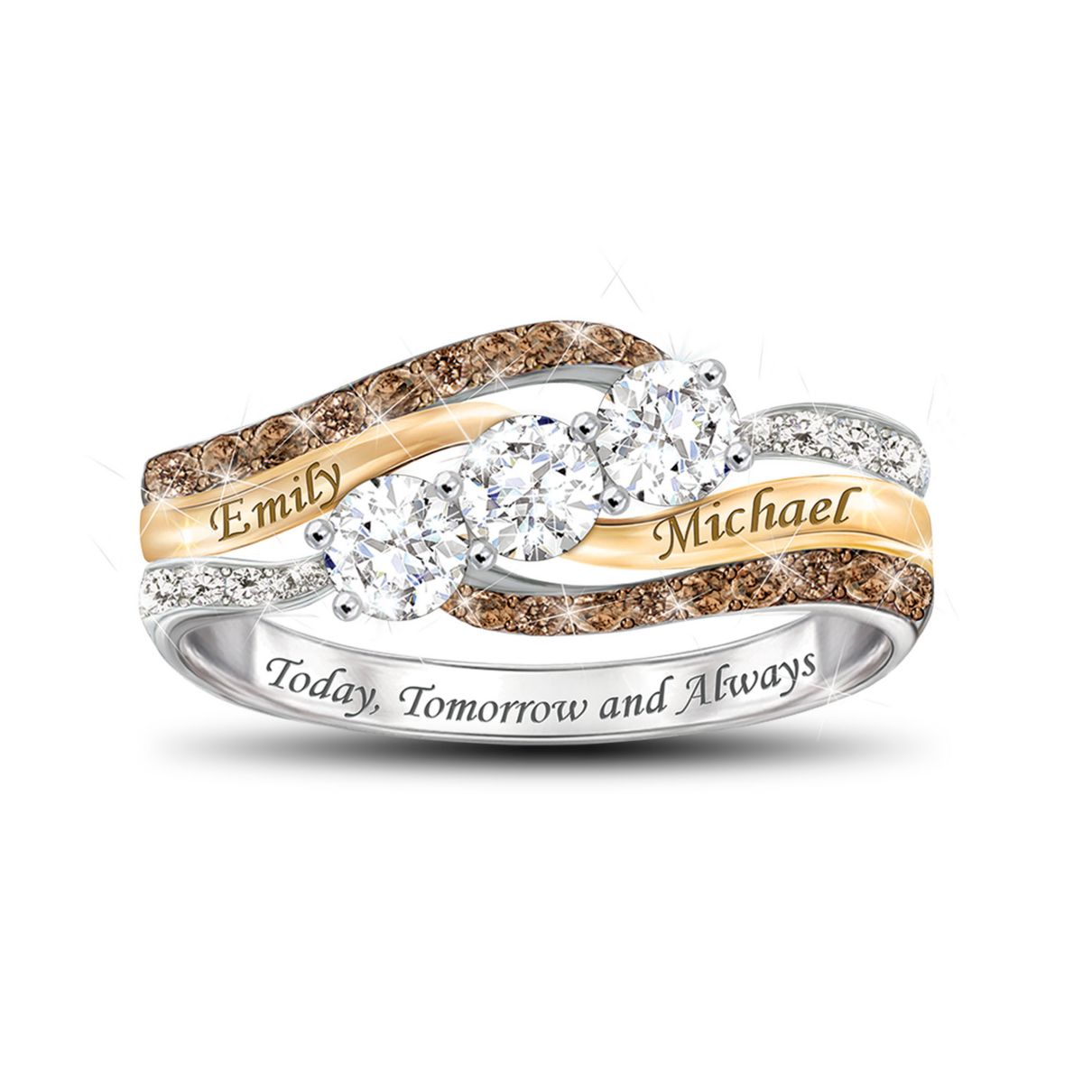 'Today And Always' Personalised Diamond & Topaz Ring