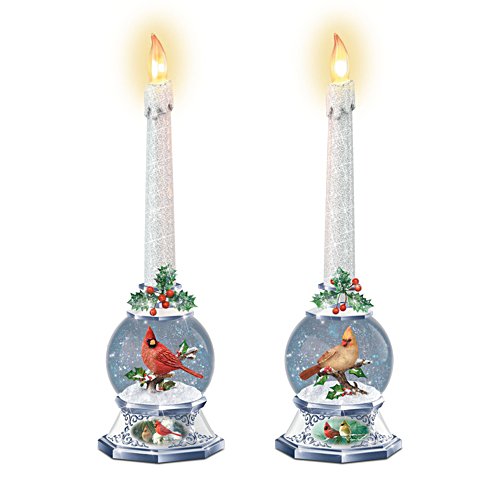 Merry Messengers' Cardinals Snowglobe Illuminated Candle Set