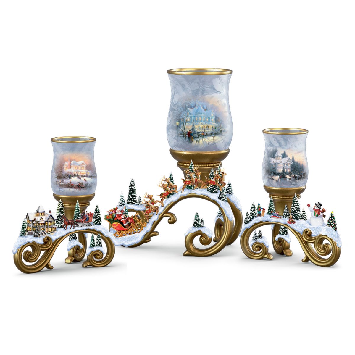 Thomas Kinkade 'Bright Holiday Memories' Frosted Votive Collection