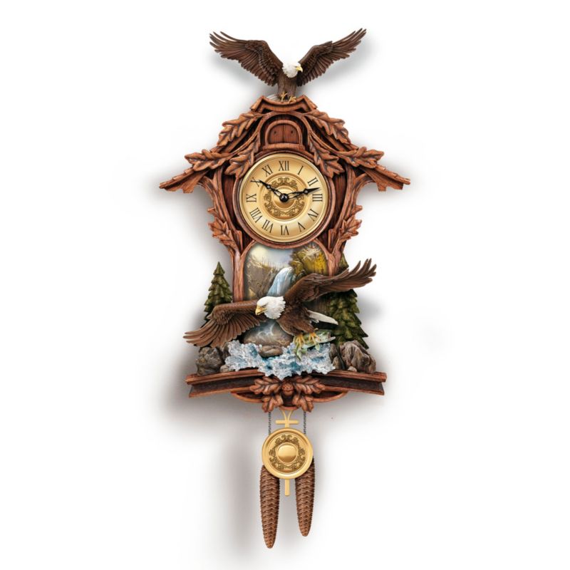 Bald Eagle Birds Sculpted Wall Cuckoo Clock: 'Moments Of ...