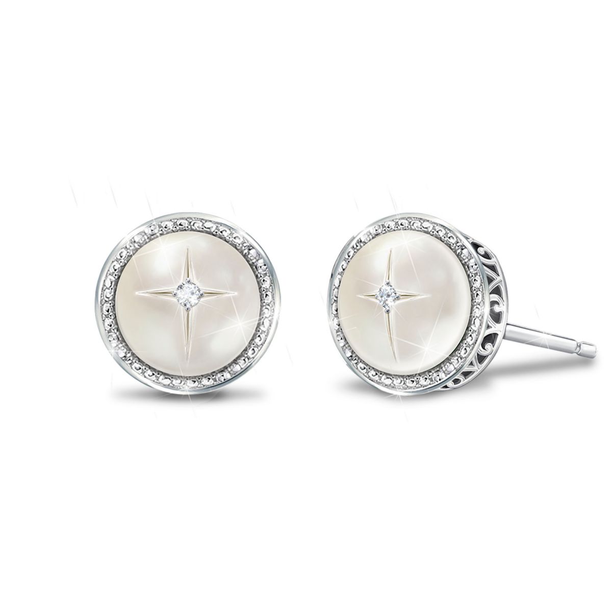 'God's Pearls Of Wisdom' Mother-of-Pearl and Diamond Earrings