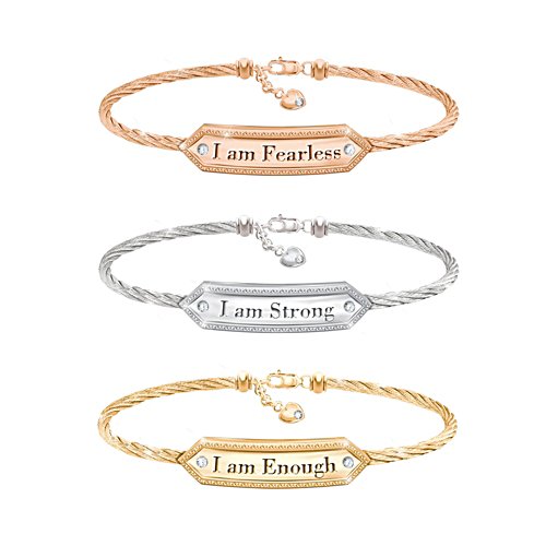  'I Am' Trio Sparkling Crystal Bracelet Set