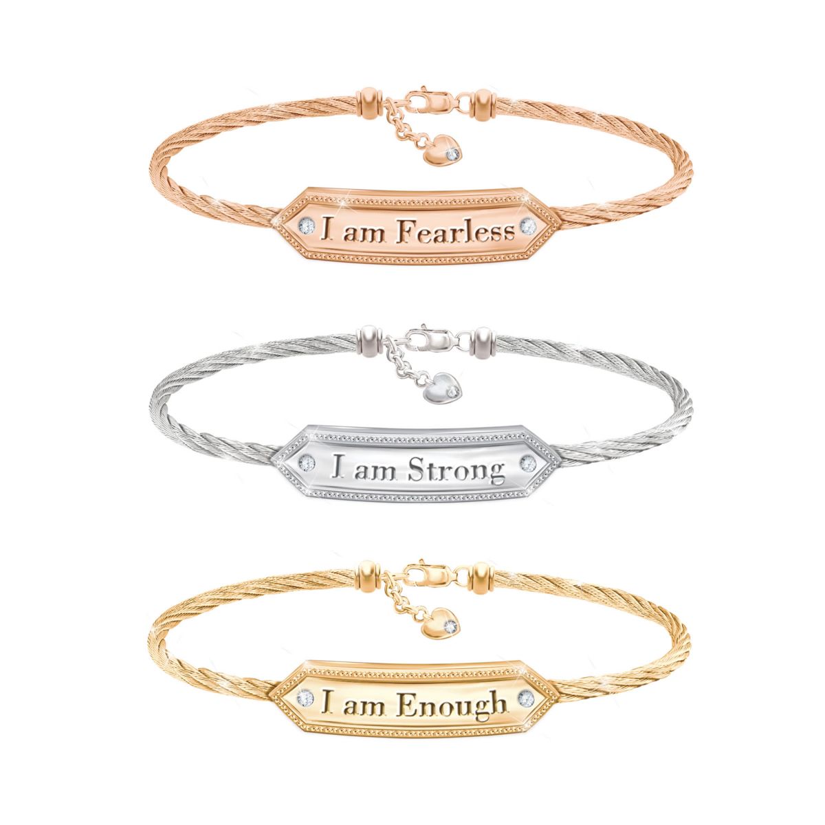 'I Am' Trio Crystal Bracelet Set