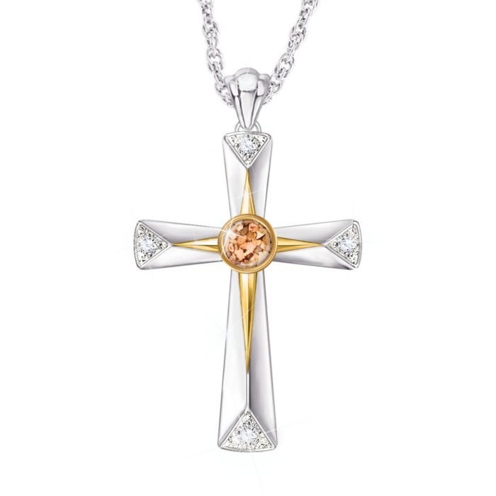 Pendant Religion 18-Carat Ladies\' Diamond Religious Real Diamond Gold-Plated Pendant Silver Faith Sterling In \'Grounded Solid Sand Necklace: Faith\'