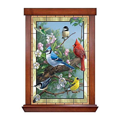 'Window To Nature' Songbird Stained Glass Wall Décor