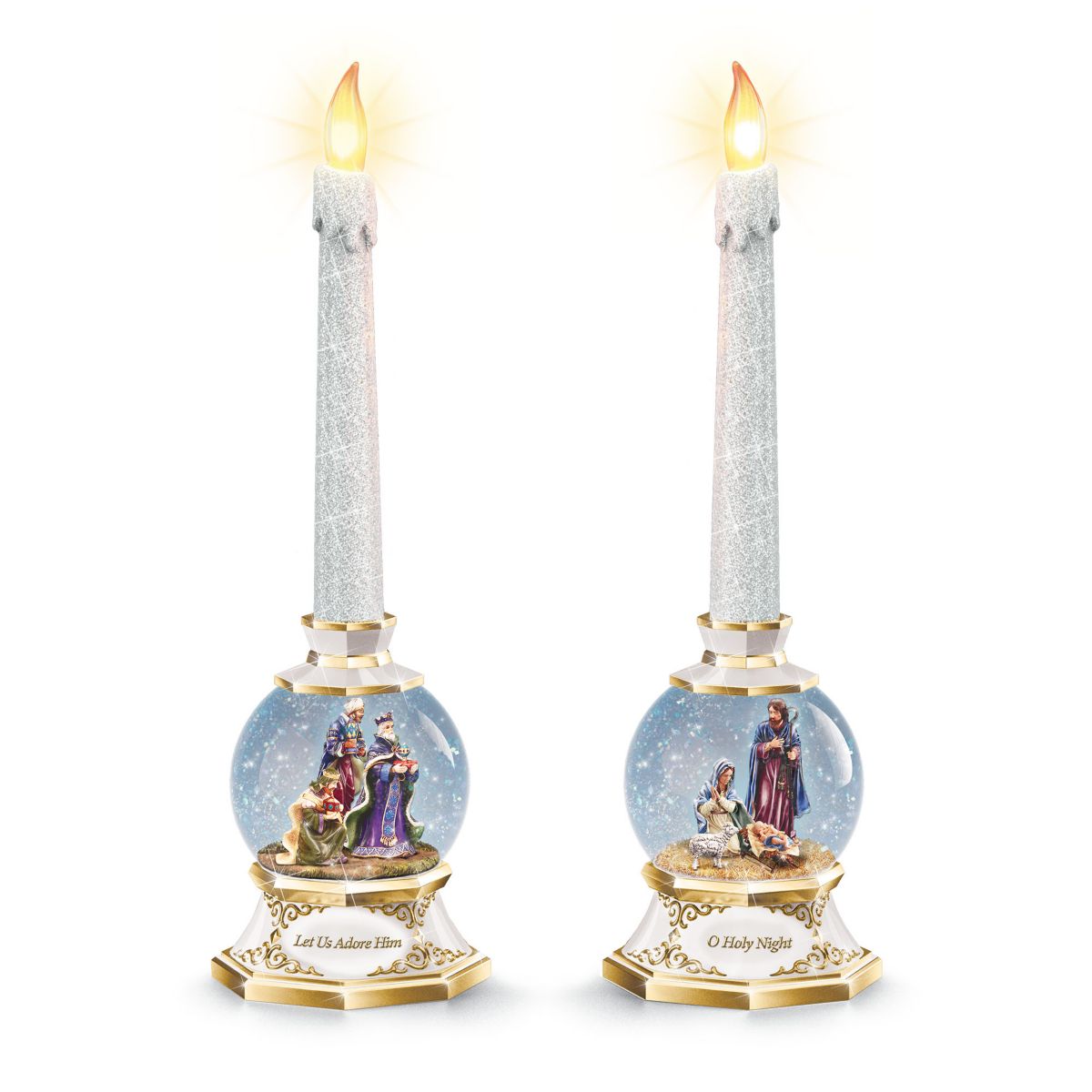 Thomas Kinkade ‘Lights Of The Season’ Snowglobe Candleholders