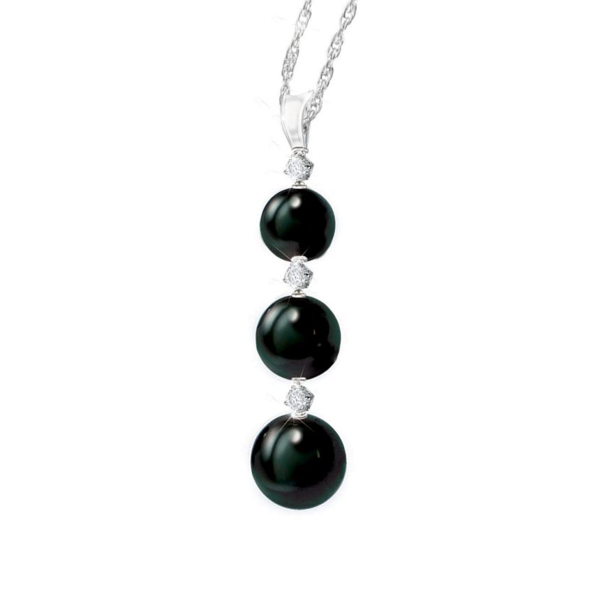 'Today, Tomorrow, Always' Diamond & Black Pearl Ladies' Pendant