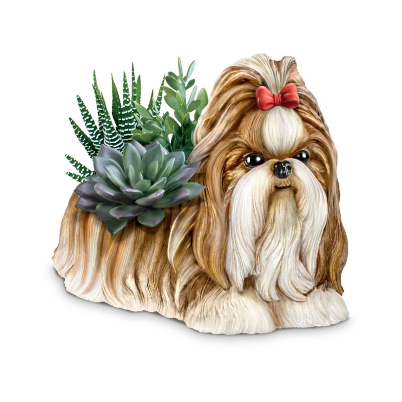 'Paw Prints Plant Everlasting Love' Always In Bloom® Shih Tzu Table Centrepiece