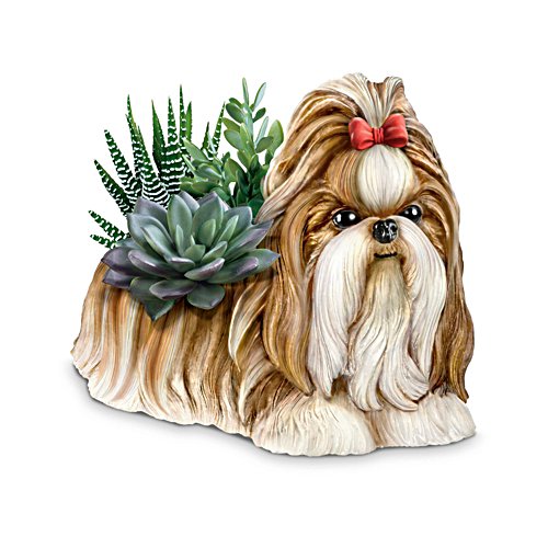 'Paw Prints Plant Everlasting Love' Always In Bloom® Shih Tzu Table Centrepiece