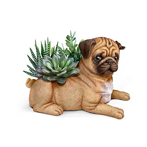 'Paw Prints Plant Everlasting Love' Always In Bloom® Pug Table Centrepiece