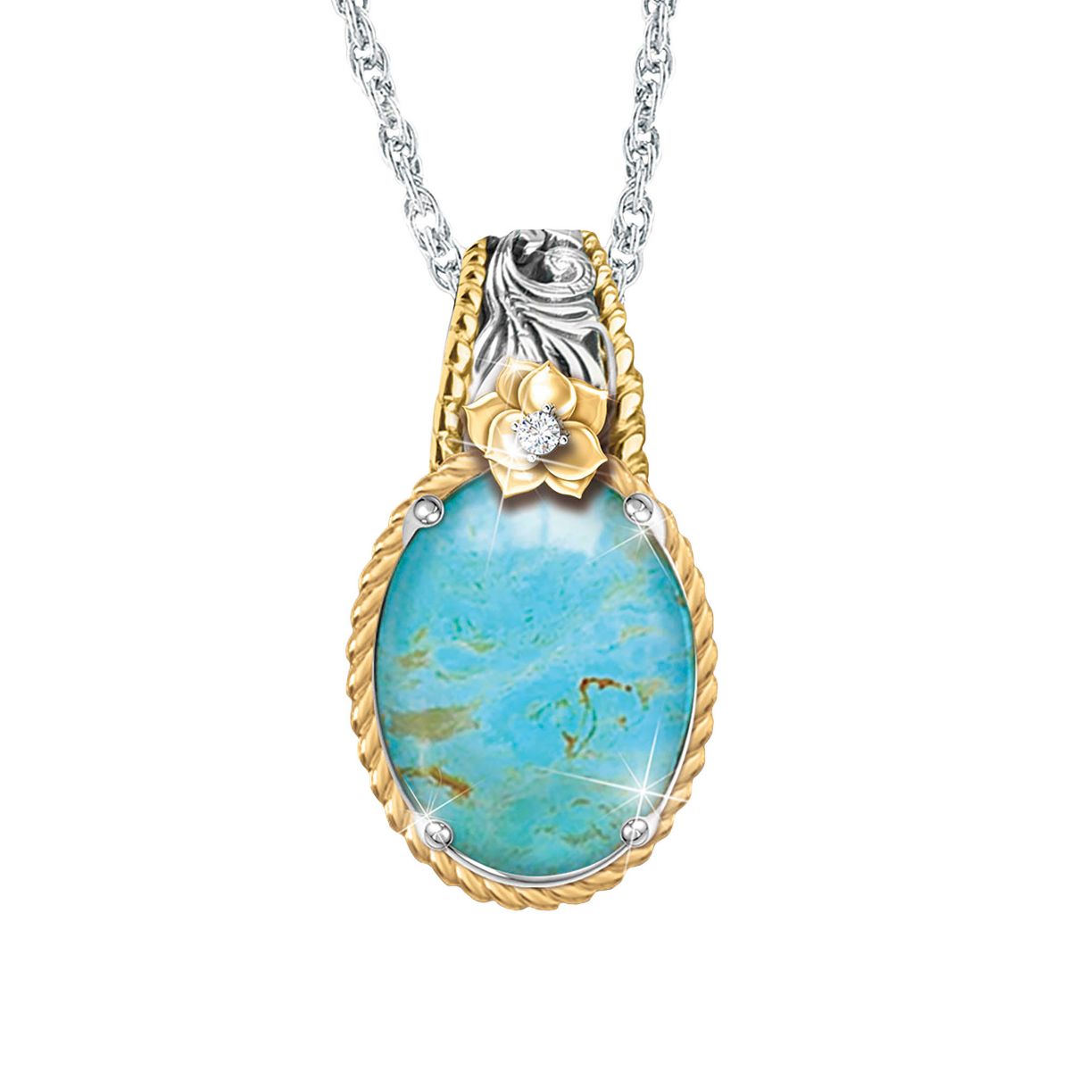 'Country Rose' Turquoise & Diamond Pendant