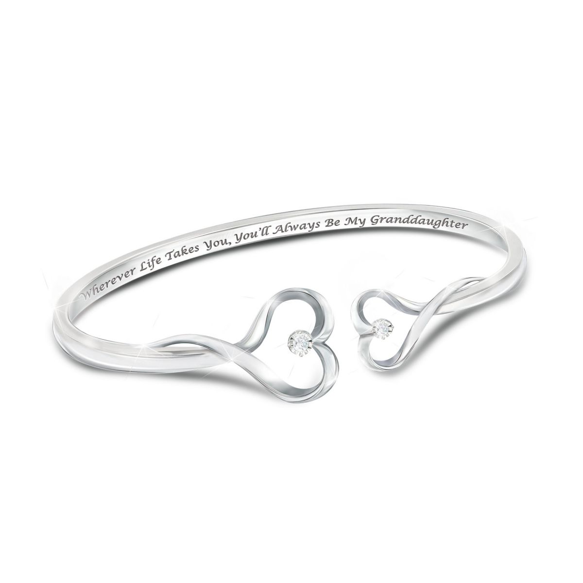 'Always My Granddaughter' Heart-Shaped Diamond Bracelet