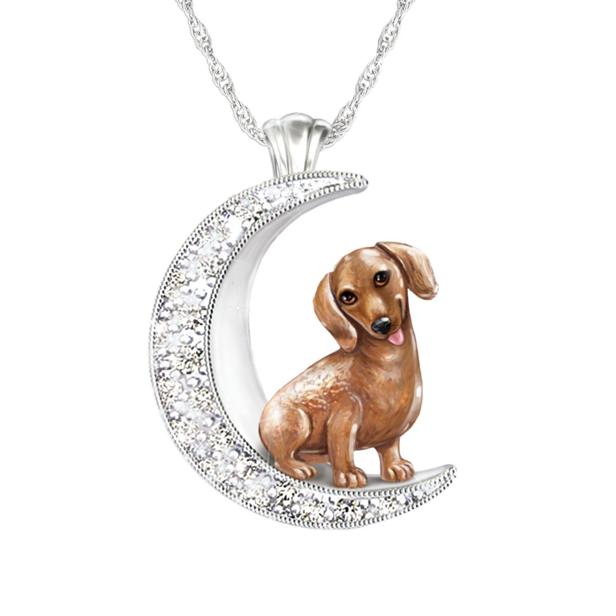 'I Love My Dachshund To The Moon And Back' Ladies' Pendant