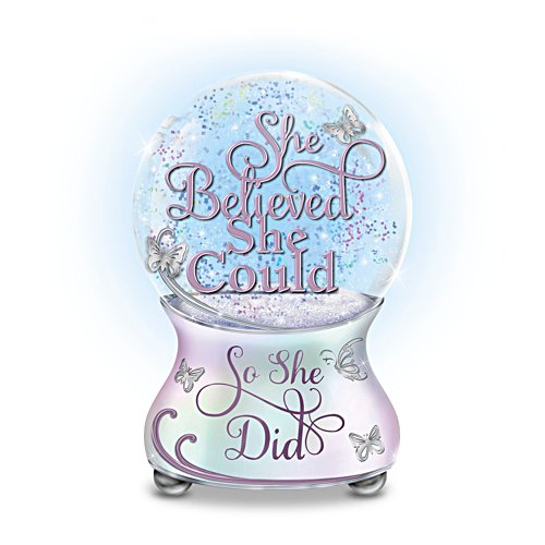  'She Believed She Could' Heirloom Porcelain® Musical Glitter Globe