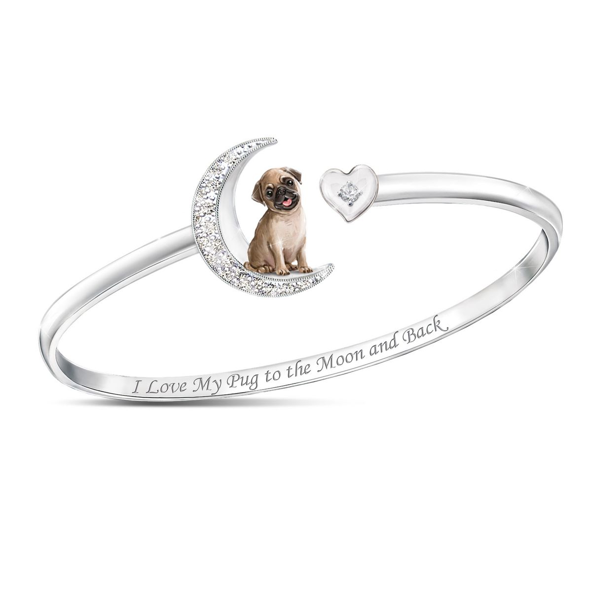 'I Love My Pug To The Moon And Back' Bracelet