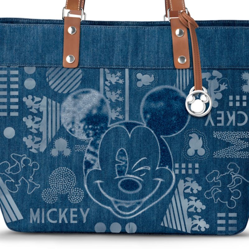Officially Licensed Disney Mickey Mouse Distressed Denim Tote Bag 