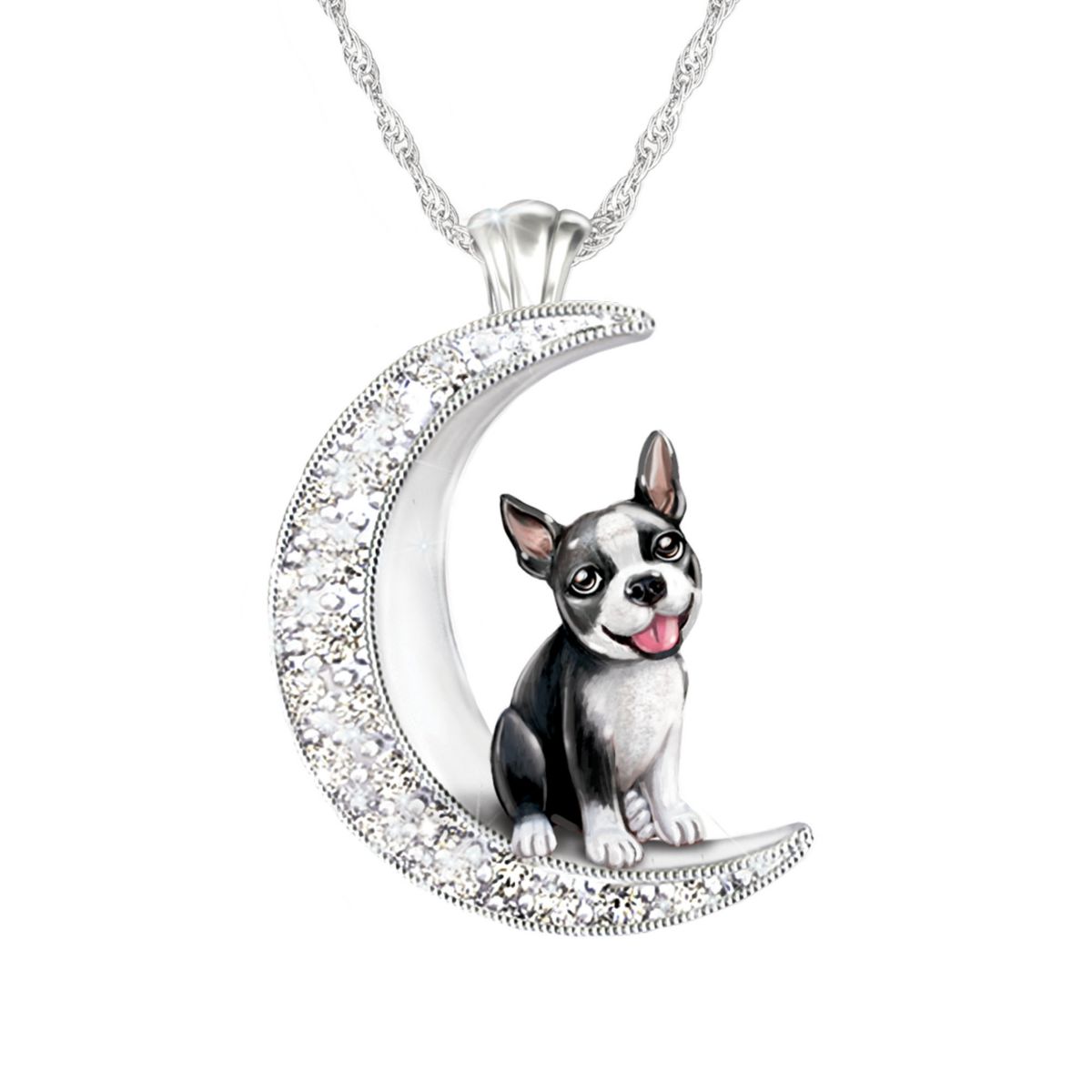 'I Love My Boston Terrier To The Moon And Back' Ladies' Pendant