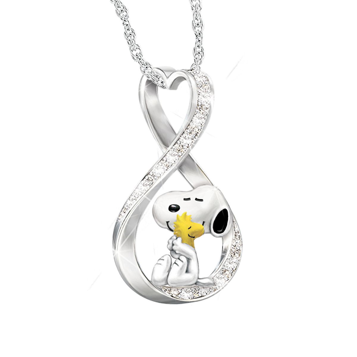 Peanuts Snoopy and Woodstock Infinity Pendant Necklace